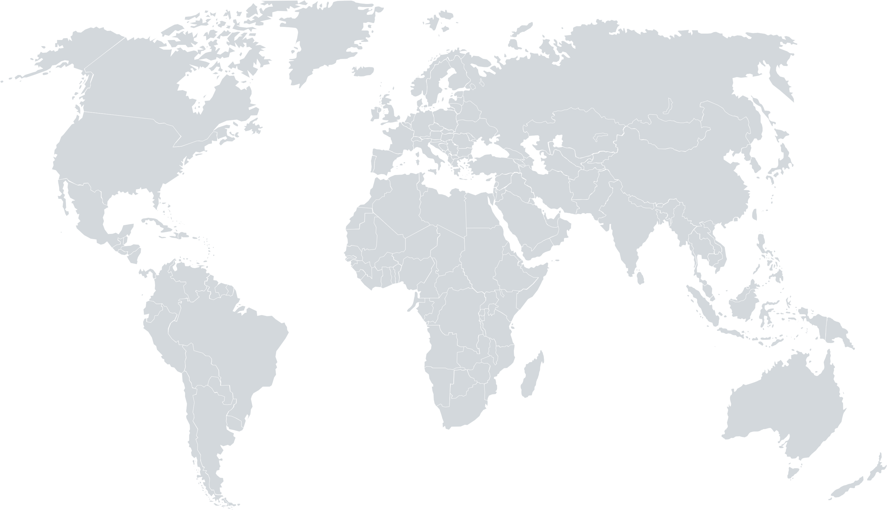Map of the world showing the international locations of DB ST